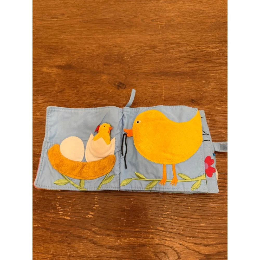 Baby Soft Activity Quiet Book Farm Chick Rainbow Sensory Cloth Crinkle Toy